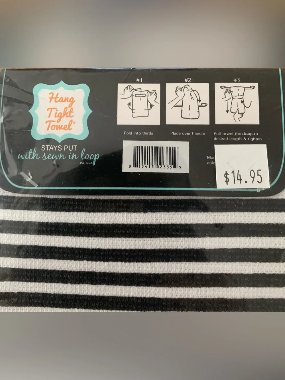 Twisted Hang Tight Towel - White & Black 